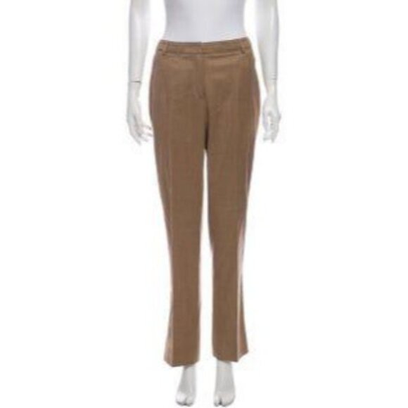 Akris Punto Tan Wool Blend Straight Leg Pants 6 - Picture 1 of 3